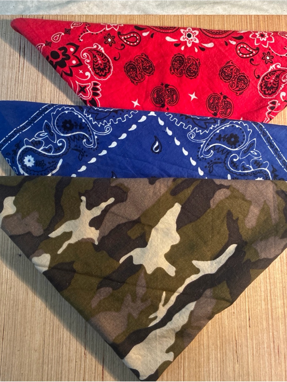Bandana Pack — Red, Blue, and Camo handkerchief